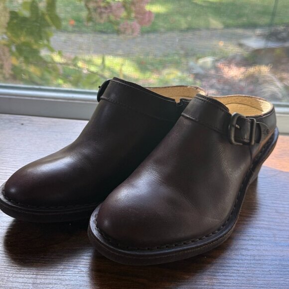 Fly London Brown Leather Slip On Mule Clogs 37 - Picture 1 of 8